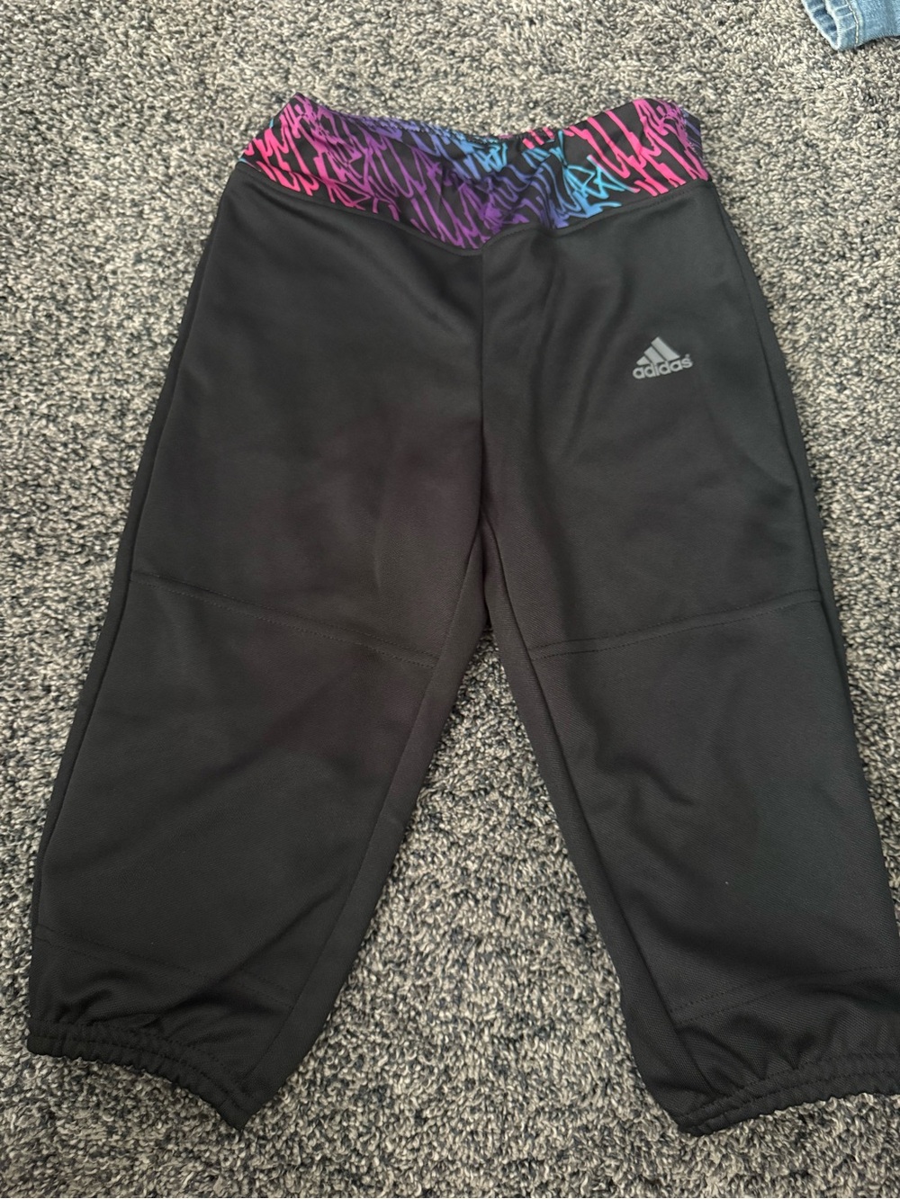 adidas Black baseball pants with Pink, Purple & Blue Waistband